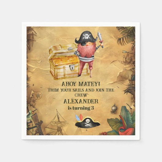 Serviette En Papier Fête d'anniversaire à thème Pirate (Devant)