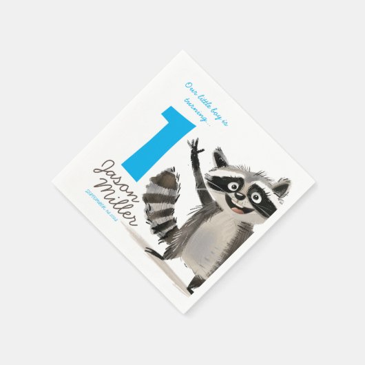 Serviette En Papier Fête d'anniversaire à thème Racon pour bébé 1 an (Coin)