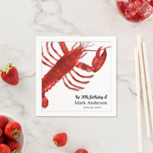 Serviette En Papier Fête d'anniversaire à thème simple homard (En situation)
