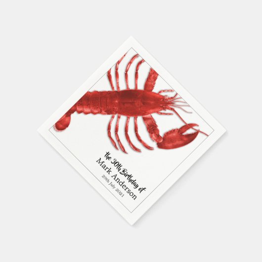 Serviette En Papier Fête d'anniversaire à thème simple homard (Coin)