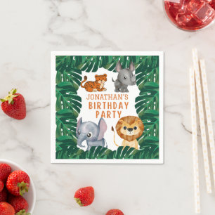 Serviette En Papier Fête d'anniversaire Animaux de la Jungle Mignons