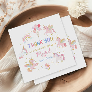 Serviette En Papier Fête d'anniversaire arc-en-ciel licorne pastel mag