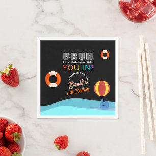 Serviette En Papier Fête d'anniversaire au bord de la piscine Bruh