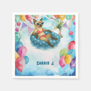 Serviette En Papier Fête d'anniversaire au bord de la piscine pour les
