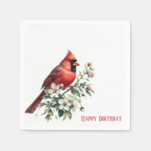 Serviette En Papier Fête d'anniversaire au rouge Cardinal Cerisier Fle