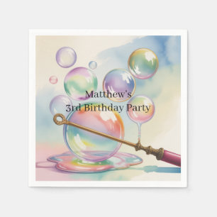 Serviette En Papier Fête d'anniversaire aux bulles arc-en-ciel pastel