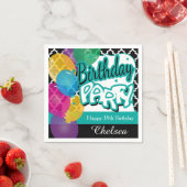 Serviette En Papier Fête d'anniversaire avec ballons en Turquoise (En situation)