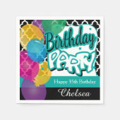 Serviette En Papier Fête d'anniversaire avec ballons en Turquoise (Devant)