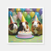 Serviette En Papier Fête d'anniversaire avec des cochons d'Inde de fêt (Devant)