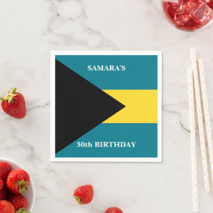 Serviette En Papier Fête d'anniversaire avec drapeau bahamien