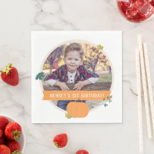 Serviette En Papier Fête d'anniversaire avec photos de citrouilles et