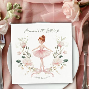 Serviette En Papier Fête d'anniversaire Ballerine aquarelle et noeud r