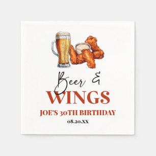 Serviette En Papier Fête d'anniversaire bière et ailes