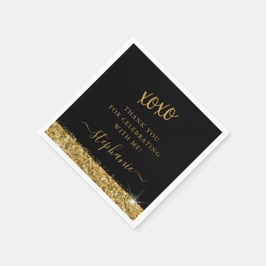 Serviette En Papier Fête d'anniversaire Black Gold Parties scintillant (Coin)