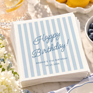 Serviette En Papier Fête d'anniversaire bleu clair Chic Côté Mer Nom p
