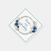 Serviette En Papier Fête d'Anniversaire Bleu foncé Argent (Coin)