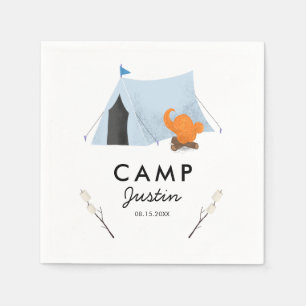 Serviette En Papier Fête d'anniversaire bleue mignonne de camping de