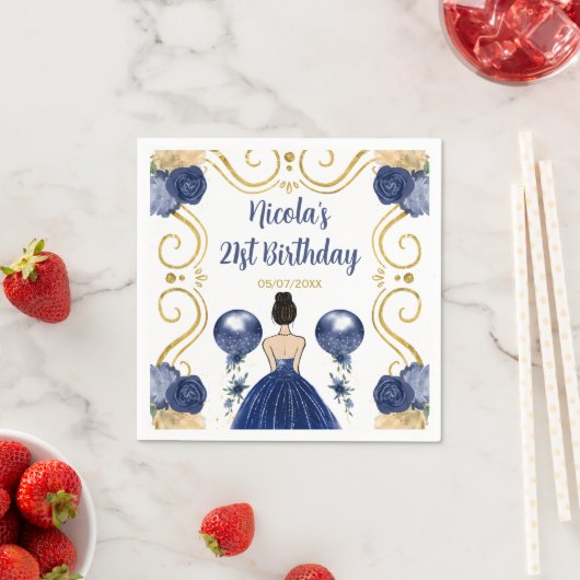 Serviette En Papier Fête d'anniversaire Brown cheveux Princesse en ble (En situation)