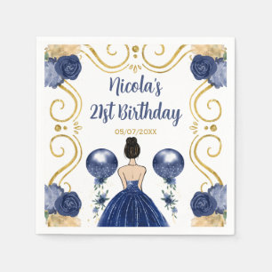 Serviette En Papier Fête d'anniversaire Brown cheveux Princesse en ble