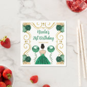 Serviette En Papier Fête d'anniversaire Brown cheveux Princesse en ver (En situation)