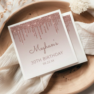 Serviette En Papier Fête d'anniversaire chic de 30 ans avec paillettes
