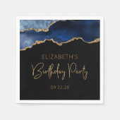 Serviette En Papier Fête d'anniversaire chic géode d'agate bleu paille (Devant)