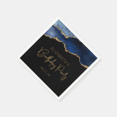 Serviette En Papier Fête d'anniversaire chic géode d'agate bleu paille (Coin)