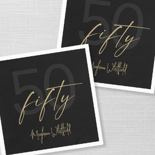 Serviette En Papier Fête d'anniversaire cinquante ans Moderne Or Scrip
