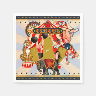 Serviette En Papier Fête d'anniversaire cirque rétro vintage