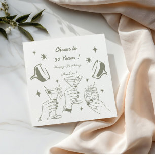 Serviette En Papier Fête d'anniversaire Cocktail Doodle Funky dessiné 