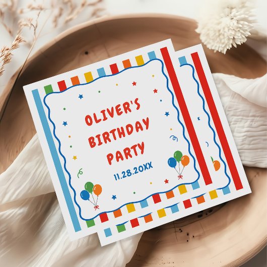 Serviette En Papier Fête d'anniversaire colorée