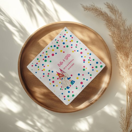 Serviette En Papier Fête d'anniversaire conjointe des sœurs Pastel