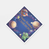 Serviette En Papier Fête d'anniversaire d'aliens mignons de l'espace (Coin)