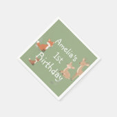 Serviette En Papier  Fête d'anniversaire d'animaux des bois  (Coin)