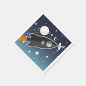 Serviette En Papier Fête d'anniversaire dans l'espace avec fusée qui d (Coin)