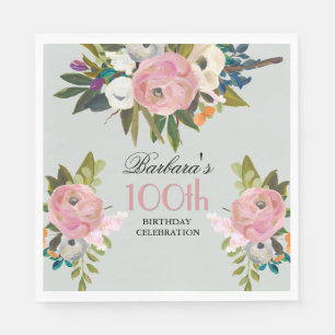 Serviette En Papier Fête d'anniversaire de 100 ans élégante avec motif