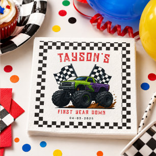 Serviette En Papier Fête d'anniversaire de 1 an de Monster Trucks
