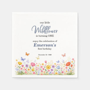 Serviette En Papier Fête d'anniversaire de 1 an de petite fleur sauvag