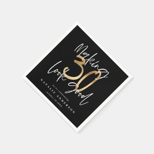 Serviette En Papier Fête d'anniversaire de 30 ans en or (Coin)