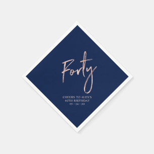 Serviette En Papier Fête d'anniversaire de 40 ans adulte Rose Gold & B