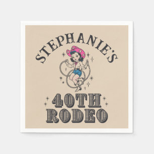 Serviette En Papier Fête d'anniversaire de 40 ans Cowgirl Rétro Vintag