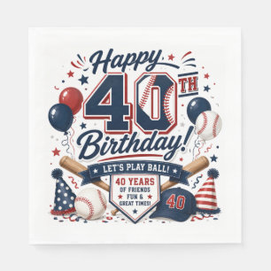 Serviette En Papier Fête d'anniversaire de 40 ans de baseball