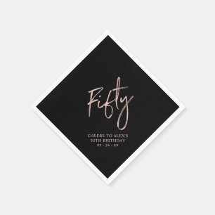 Serviette En Papier Fête d'anniversaire de 50 ans adulte Or rose et no