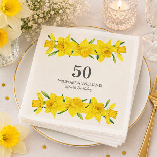 Serviette En Papier Fête d'anniversaire de 50 ans aux jonquilles aquar