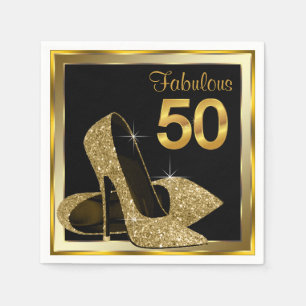 Serviette En Papier Fête d'anniversaire de 50 ans Élégant talon haut e