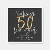 Serviette En Papier Fête d'anniversaire de 50 ans en or (Devant)