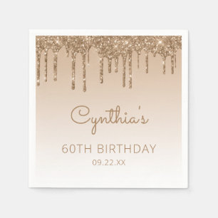 Serviette En Papier Fête d'anniversaire de 60 ans avec gouttes de pail