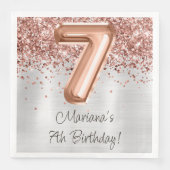 Serviette En Papier Fête d'anniversaire de 7 ans Rose Gold Argent (Devant)
