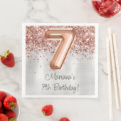 Serviette En Papier Fête d'anniversaire de 7 ans Rose Gold Argent (En situation)