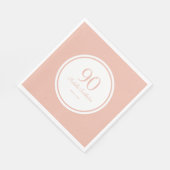 Serviette En Papier Fête d'anniversaire de 90 ans Basic Rose Blanc (Coin)